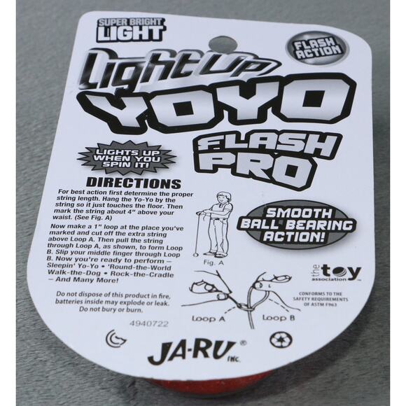 JA-RU Light Up YoYo Flash Pro Red LED Yo-Yo Toy Ages 5+ Super Bright Sealed - Picture 4 of 5
